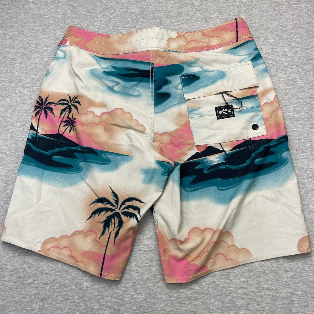 Billabong Board Shorts Mens 30 Tropical Palm Tree Sunset Multicolor EUC - Picture 2 of 9